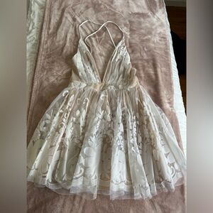 locked velvet on tulle fit & flare dress